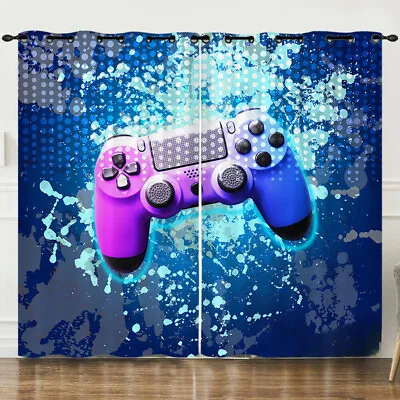 Playstation Gamepad Boys Bedroom Curtains Ring Blackout Door Decor UV Protect • £63.24