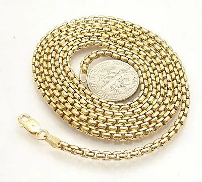 2.5mm Solid Round Box Chain Necklace 14K Yellow Gold Plated 925 Silver 16 ~ 24  • $74.90