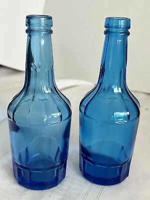 Vintage Set Of 2 Blue Wheaton N. J. 6  Glass Bottles • $5.99