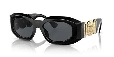 VERSACE Sunglasses VE4425U GB1/87 Medusa Biggie Black Gold Grey Lens Authentic • $159