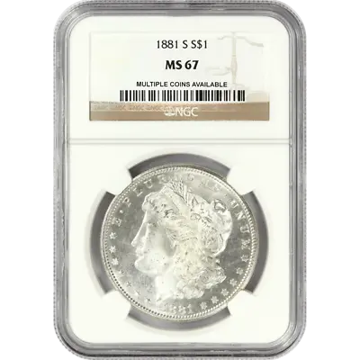 1881-S $1 Morgan Silver Dollar - NGC MS67 - GEM Uncirculated Coin • $871.99