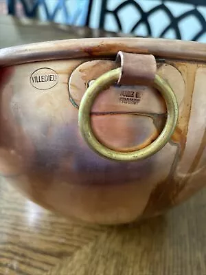 Villedieu 10” Egg White Beating Heavy Copper Bowl W/Brass Ring • $40