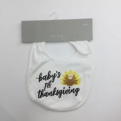 Nordstrom White First Thanksgiving Bib Baby Boy Girl One Size 1st Turkey Cotton • $3.99