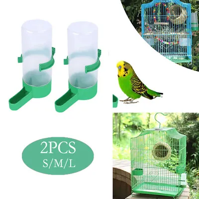 £5.85 • Buy 2x Pet Drinker Food Feeder Water Clip For Cage Bird Parrot Cockatiel Budgie