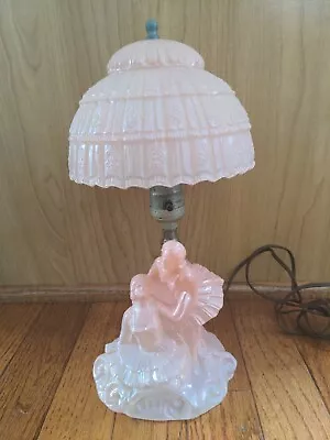 £40.88 • Buy Vintage Depression Glass Boudoir Table Lamp Pink Ballerinas -needs Work