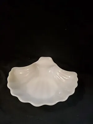 White Milk Glass Shell Shaped Bowl • $5