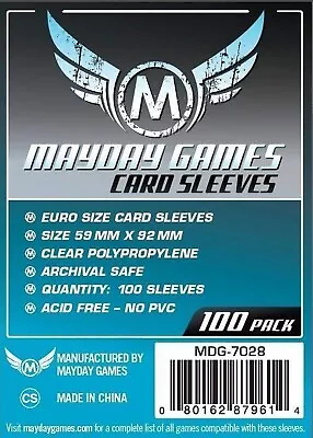 100 Mayday Games Standard Euro Card Sleeves MDG7028 • £2.50