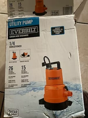 Everbilt 1/4 HP 2-in-1 Utility Pump Submersible Sump Or Non-Submersible • $22.99