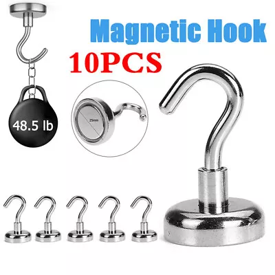 10/5 Pack Heavy Duty Magnetic Hooks Hanger Hold Neodymium Strong Magnet Set UK • £4.89