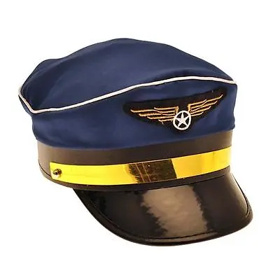 £5.99 • Buy Pilot Cap Fancy Dress Airline Captain Hat Aviation 80s Aviator Costume Accessory