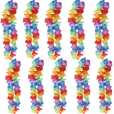 £8.89 • Buy 10x Hawaiian Set Flower Neck Garland Lei Luau Aloha Beach Party Fancy Dress