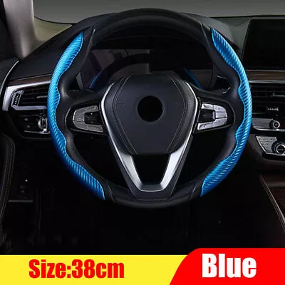 2x Carbon Fiber Look Car Parts Steering Wheel Cover Non-Slip Accessories Blue • $14.88