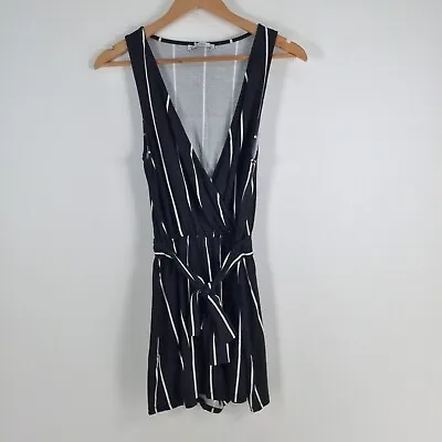 $19.95 • Buy Pull And Bear Womens Playsuit Romper Size S Black Striped Sleeveless Vneck038027