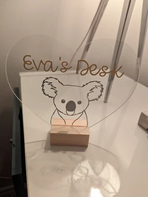£12.99 • Buy Personalised Gifts Stand Desk Office Desk Teacher Gift Kids Koala Heart Unique