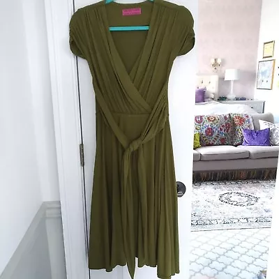 Melissa Masse Green Wrap Dress XS 0 Made In USA • $14