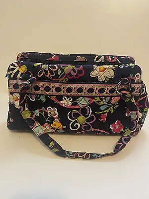 Vera Bradley Ribbons Shoulder Bag Navy Blue Floral Pattern Zip Closure • $20.66