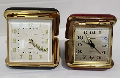 Vintage Lot Of 2 German Made Travel Folding Mini Alarm Clocks • $64.50