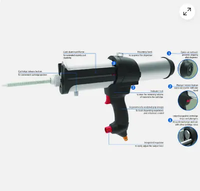 Sulzer MixPac DP2X 400 - 400mL Pneumatic Cartridge Dispenser Multi-Ratio 10:1 • $419.99