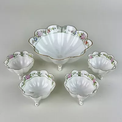 Set Of 5 Antique NIPPON Japan 3-Footed Nut/Berry Sauce Bowls Floral Bone China • $23.75