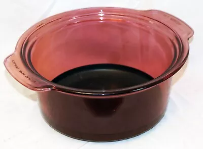 Vintage Corning Ware Pyrex Vision 3.5L Cranberry Glass Dutch Oven Stock Pot • $19.95