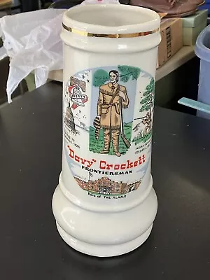 Rare Vintage Davy Crockett Frontiersman 11” Ceramic Beer Stein Mug Gold Trim Nm • $48