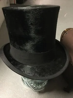 Antique Men's Beaver Silk Fur Top Hat Christy’s London Mertes Stuttgart W Case • $350