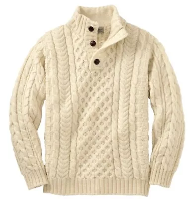 L.L. Bean Irish Fisherman Wool Heritage Sweater Cableknit Made In Ireland 2XL • $120