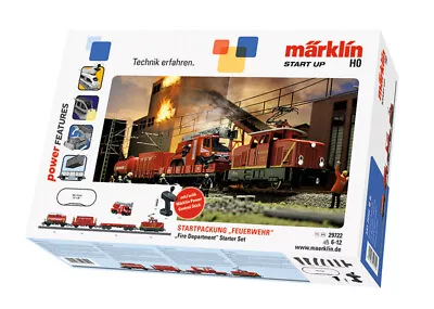 Marklin 29722 Fire Department HO Gauge Electric Starter Train Set 110V • $188.26