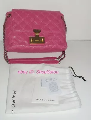 NEW MARC JACOBS Baroque Large Single Quilted Leather Chained Handbag Purse PINK • $499.99