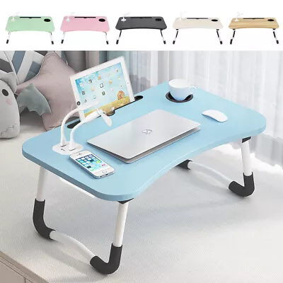 Foldable Bed Tray Lap Desk Breakfast Table Stand USB Light & Fan Folding Legs UK • £12.94