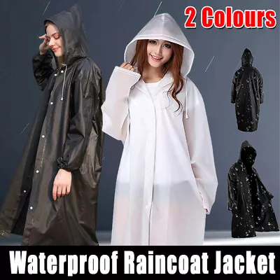 Waterproof Raincoat Jacket Mens Womens Long Hooded Rainwear EVA Rain Coat New AU • $7.44