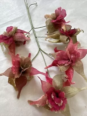 Vintage Antique Velvet Millinery Flower Spray Pink Velvet Organza • $8