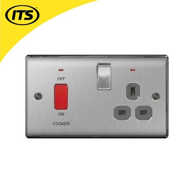 £20 • Buy BG NBS70G-01 BG Brushed Steel 45A Cooker Connection Unit Switched Socket - Grey