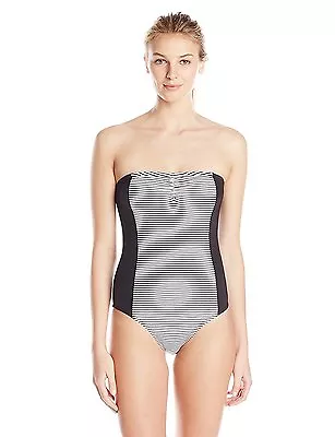 Soybu Merida Optic Stripe One Piece Strapless Swimsuit Black Medium New! $70 • $45.99