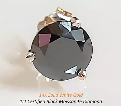 One Stud Earring Black Moissanite Diamond White Gold  14k Gold  1 Earring  • $119