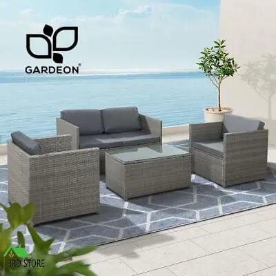 $560.70 • Buy Gardeon Outdoor Furniture Sofa Set 4-Seater Wicker Lounge Setting Table Chairs