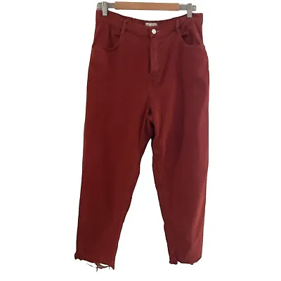 Zara Trf Basic Tencel Pants Size XL Copper Brown Leg High Rise Stretch • $14