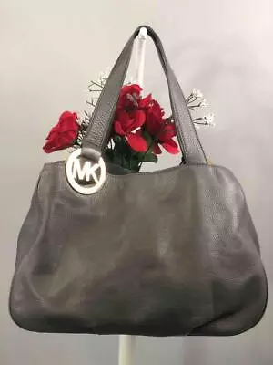 MICHAEL KORS  Fulton  Dark Grey Pebbled Leather Hobo Shoulder Bag • $107.99