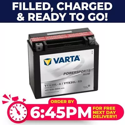 518 901 026 Varta Powersports AGM Motorcycle Battery - Replaces YTX20L-BS • £78.18