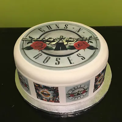 Guns N Roses Pre-cut Edible Icing Cake Topper Or Ribbon 01 • £5.45