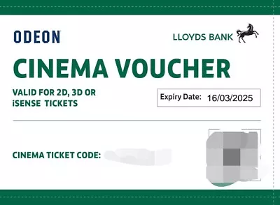 6 X Club Lloyds Odeon Cinema Tickets - Expiry 16/03/25 • £49.90