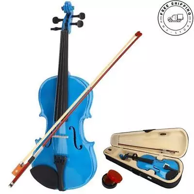 Hot Sale  4/4 Acoustic Violin Set + Case + Bow + Rosin Dark Blue Color US Stock • $55.27