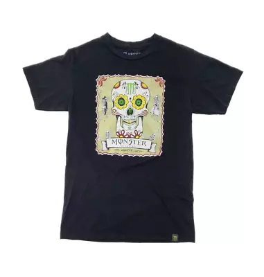 Rare Women Shirt S Black Monster Energy Drink Dia De Los Muertos Skull Skeleton • $24.99