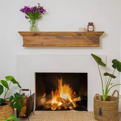 Barton 48  Floating Mantel Shelf Vintage Ash Wood Fireplace Wall Beam Easy Mount • $144.95