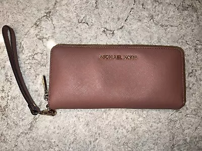 Michael Kors Wallet Dusty Rose Pink Jet Set Wristlet Long Zip • $59