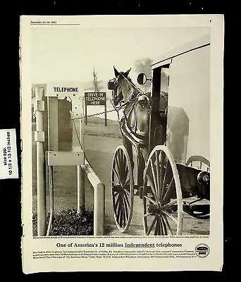 1961 Independent Telephones Horse Amish Carriage Buggy Vintage Print Ad 24348 • $7.48