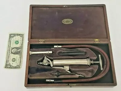 G Tiemann & Co Antique Gastric Syringe Pump / Enema Pump - W/ Case Civil War Era • $386.74