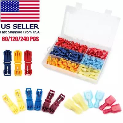 240PCS Insulated T-Tap 22-10 AWG Quick Splice Wire Terminal Combo Connectors Kit • $17.08