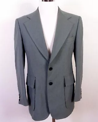 Vintage 70s Century Club Greenish Gray Blazer Sportcoat Wide Lapels Disco 38 R • $39.99