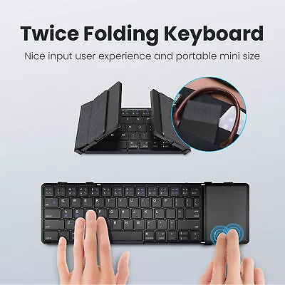 Foldable Wireless Keyboard BT5.1 Mobile Phone Tablet PC Triple System Touchpad • $51.29